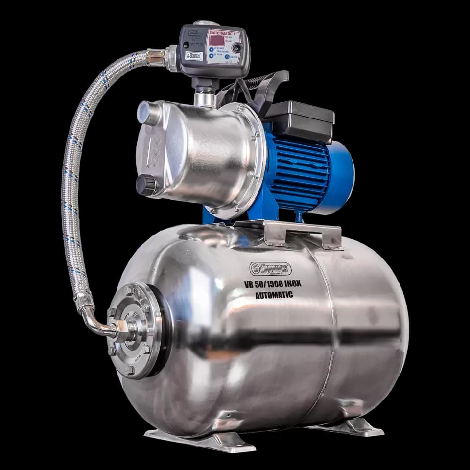 VB 50/1500 INOX Automatische Hauswasserwerk, mit INOX Stahlpumpe, Gehäuse und Drucktank, 1500 W, 6.300 l/h, 4,8 bar, 50 L